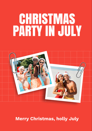 Exclusive Christmas Party in July Announcement In Red Flyer A6 Šablona návrhu