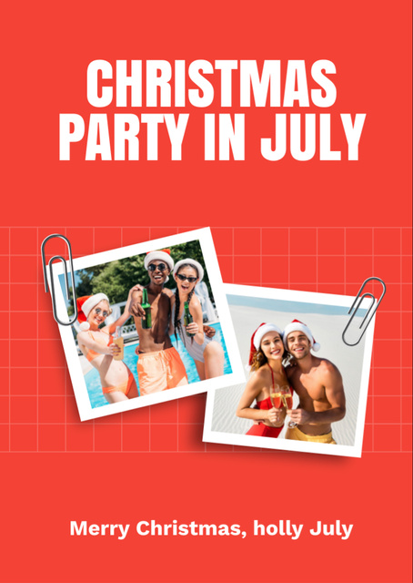 Modèle de visuel Exclusive Christmas Party in July Announcement In Red - Flyer A6