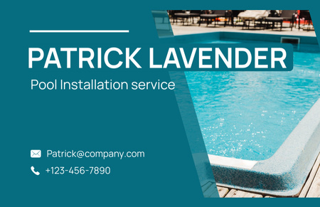 Offer of Services of Pool Installer Business Card 85x55mm Design Template