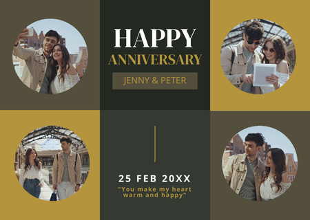 Anniversary Greetings with Happy Moments Collage Card Design Template