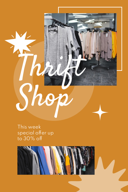Pre-owned clothes store thrift shop Pinterest – шаблон для дизайну