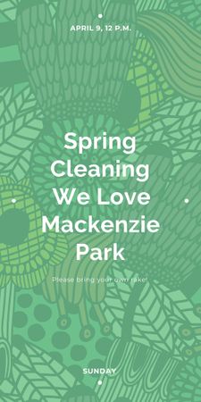 Spring Cleaning Event Invitation Green Floral Texture Graphic Tasarım Şablonu