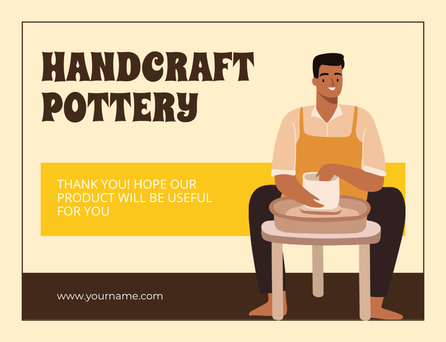 Handcraft Pottery Goods Thank You Card 5.5x4in Horizontal Tasarım Şablonu