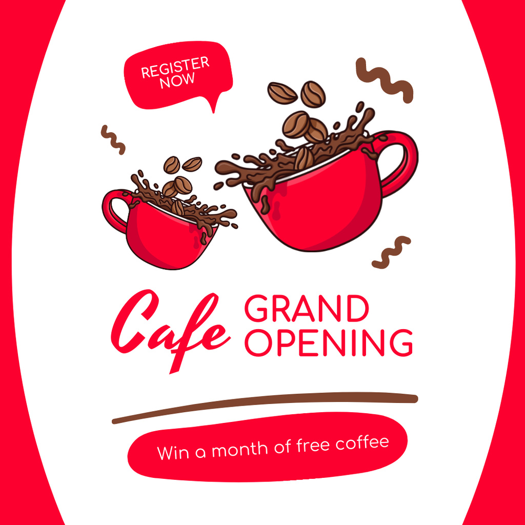Designvorlage Cafe Premiere Event With Coffee Drinks Splash für Instagram AD