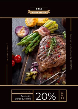 Ontwerpsjabloon van Flayer van Restaurant Offer delicious Grilled Steak