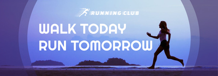 Plantilla de diseño de Motivational Sports Quote Running Woman in Blue Tumblr 