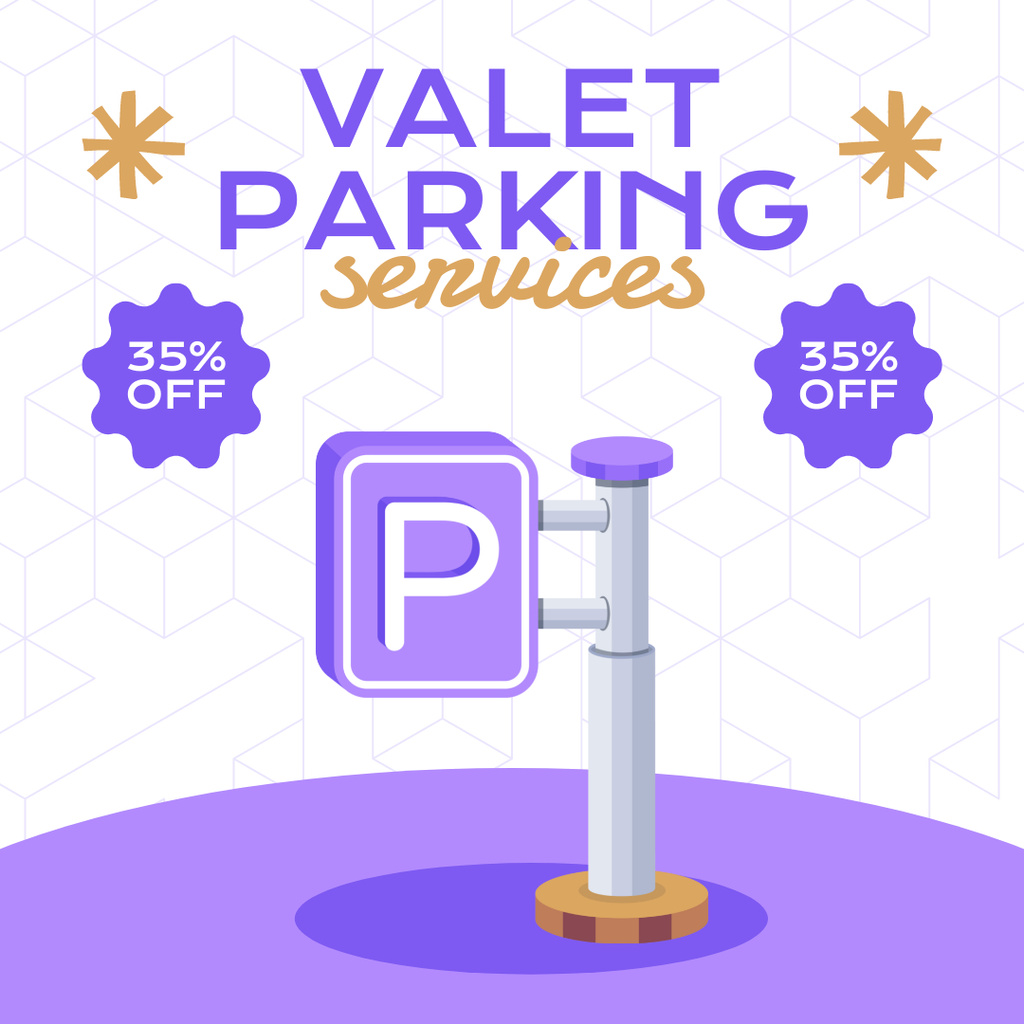 Valet Parking Services Offer on Purple Instagram AD tervezősablon