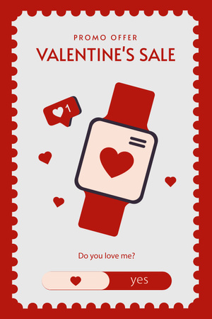 Plantilla de diseño de Oferta de reloj inteligente de San Valentín Pinterest 