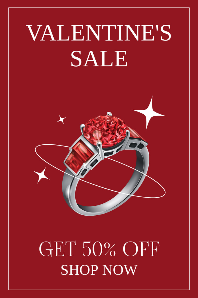 Ontwerpsjabloon van Pinterest van Discount on Jewelry for Valentine's Day