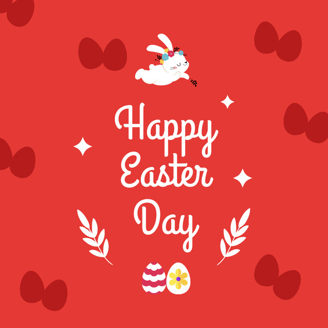 Platilla de diseño Congratulations on Easter Day with Rabbit and Eggs Instagram