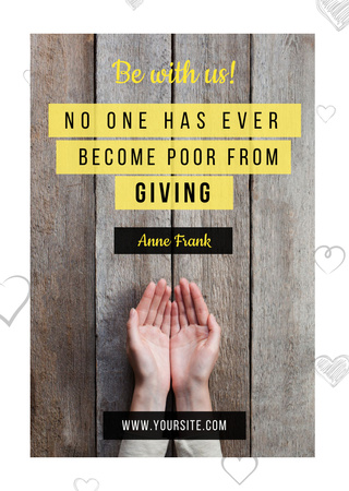 Ontwerpsjabloon van Flyer A6 van Quote about Charity with Open Palms