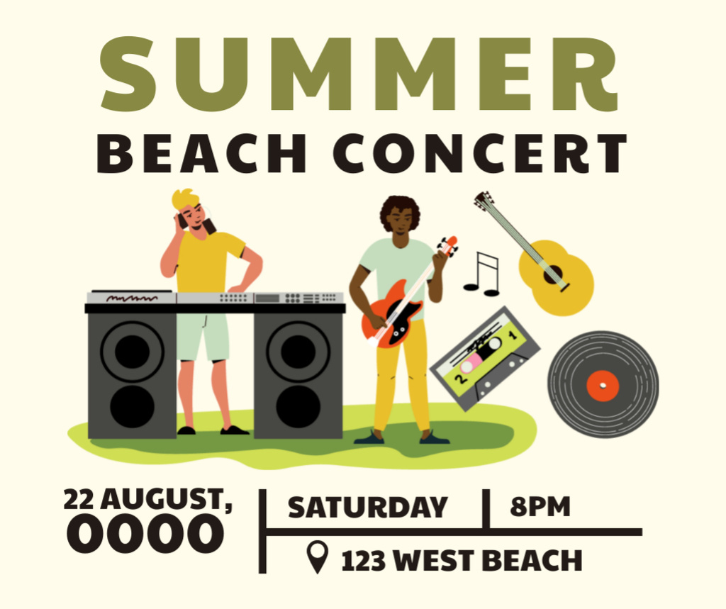 Summer Beach Concert Facebook Design Template