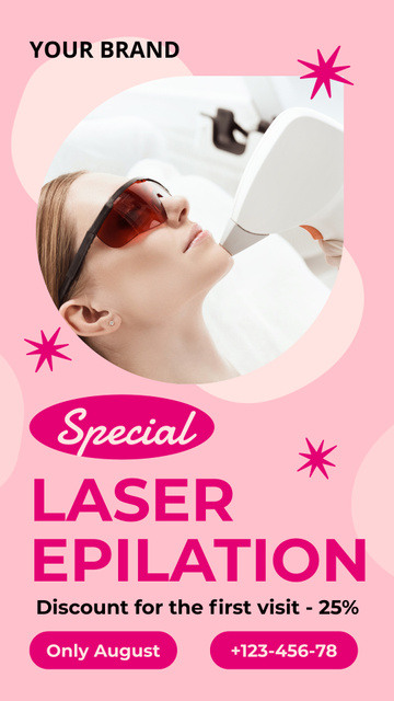 Discount for Hair Removal with Special Laser Epilator Instagram Story Modelo de Design