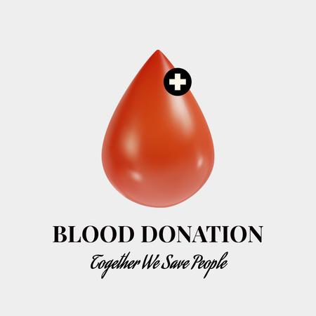 Donate Blood to Save Lives of People with Drop and Heart Instagram Design Template