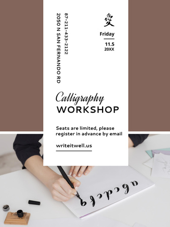 Обучение искусству каллиграфии на наших занятиях Poster 36x48in – шаблон для дизайна