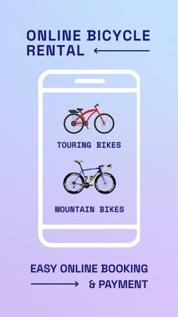Designvorlage Einfacher Fahrradverleihservice mit Buchung für Instagram Video Story