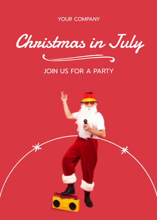 Plantilla de diseño de  Christmas Party In July with Jolly Santa Claus Flayer 