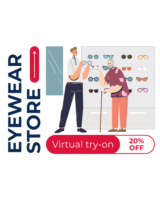 Ontwerpsjabloon van Instagram Post Vertical van Discount on Glasses for Clients of Any Age
