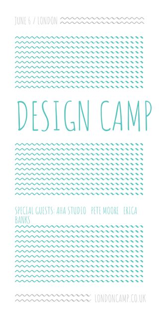Design camp announcement on Blue waves Graphic Modelo de Design
