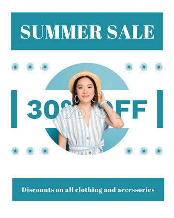 Summer Clothes Sale Ad with Asian Woman Instagram Post Vertical tervezősablon