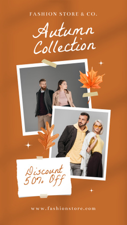 Elegant Couple for Autumn Clothes Collection Ad Instagram Story Design Template