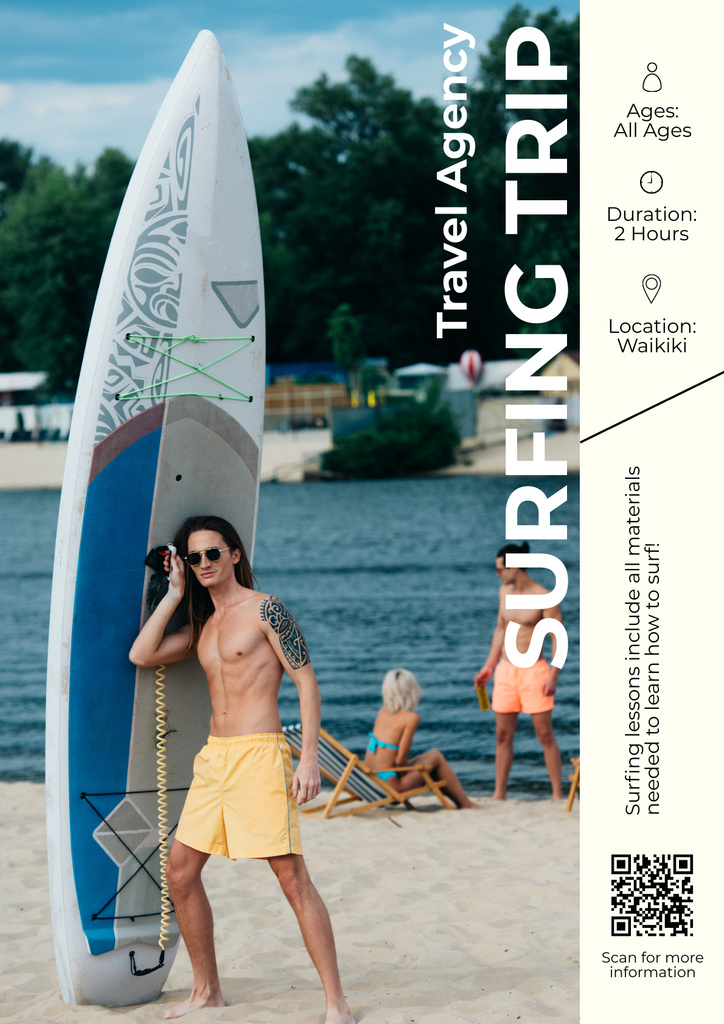 Ontwerpsjabloon van Poster van Surfing Trip Ad