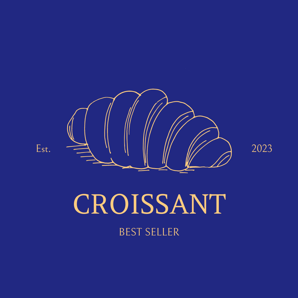Croissant Emblem on Blue Logo – шаблон для дизайна