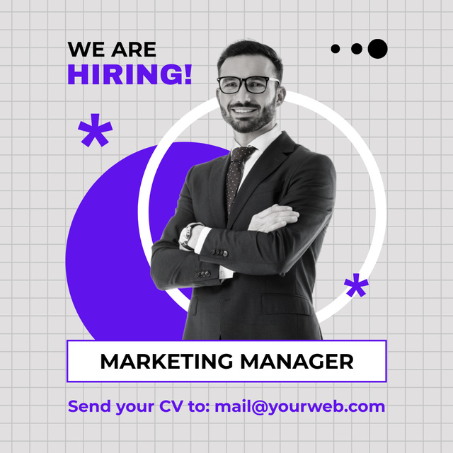 Designvorlage Marketing Manager Job Position Open für Instagram