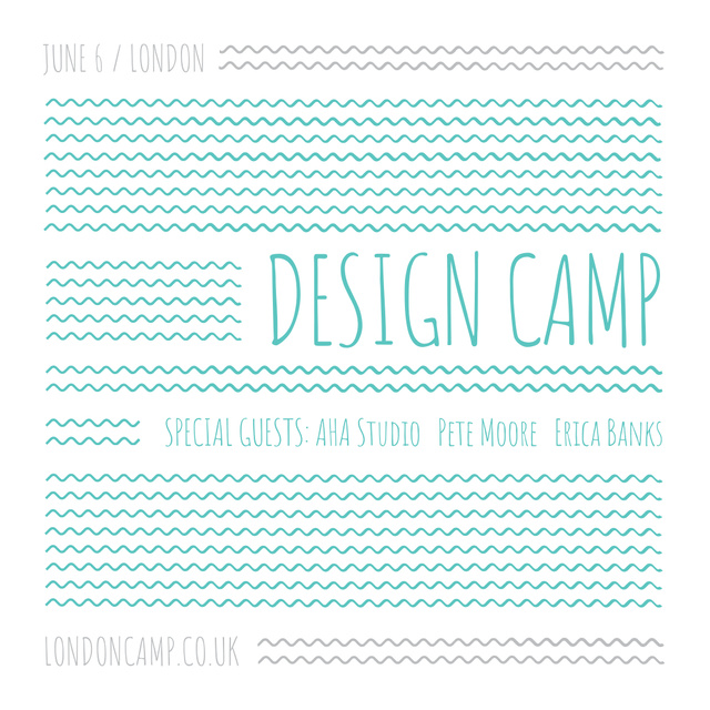 Design camp announcement on Blue waves Instagram AD Design Template