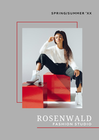 Designvorlage Fashion Collection Ad with Stylish Woman in Studio für Poster