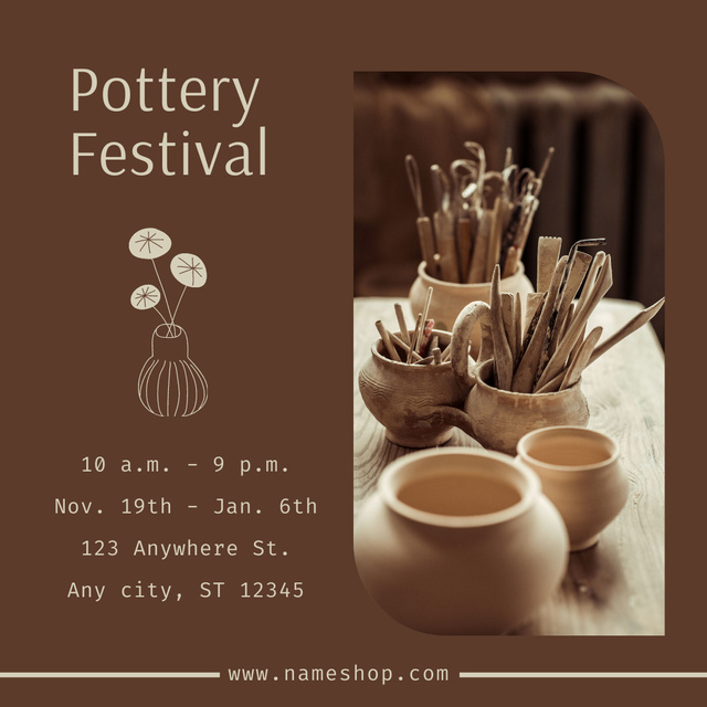 Announcement of Pottery Festival on Brown Instagram Šablona návrhu