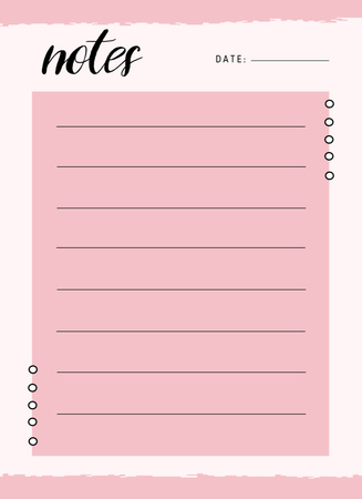 Daily Notes Planner in Pink Notepad 4x5.5in Design Template