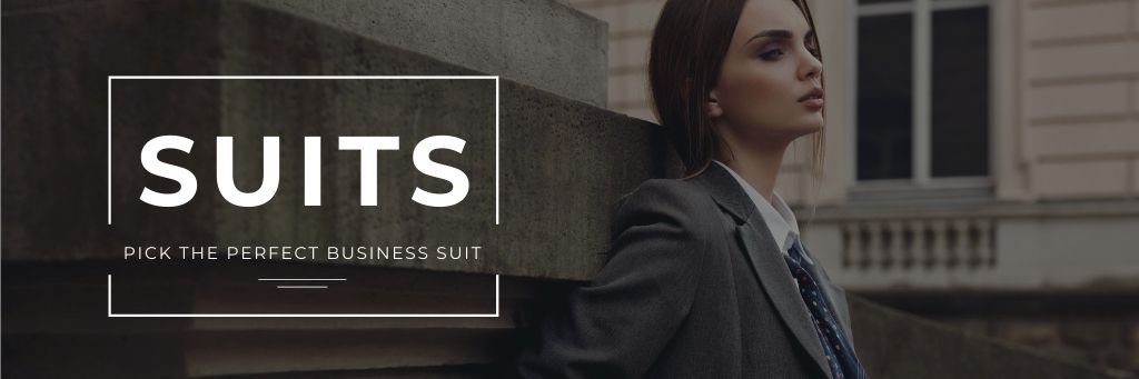 Plantilla de diseño de Formal Suits Sale Offer with Stylish Woman Email header 