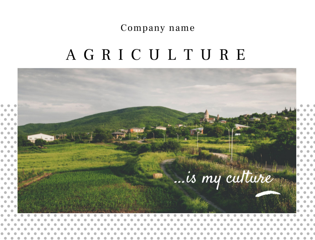 Agricultural Farms In Country Landscape With Quote Postcard 4.2x5.5in – шаблон для дизайну