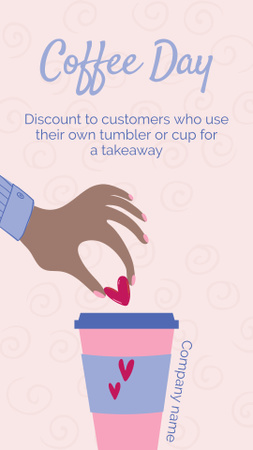 Hand Holding Little Hearts for Coffee Day Promotion Instagram Story Design Template
