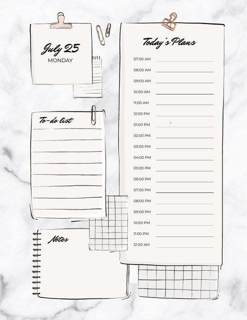 Schedule Planner with Paper Clips Notepad 8.5x11in tervezősablon