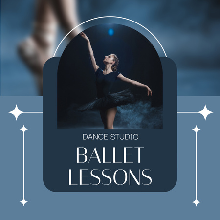 Ad of Ballet Lessons with Ballerina performing on Stage Instagram Design Template