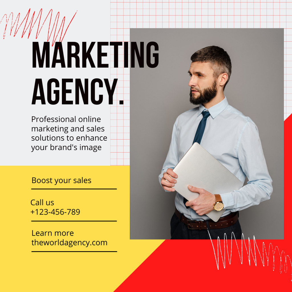 Colorful Marketing Firm Service For Boosting Sales Instagram Design Template