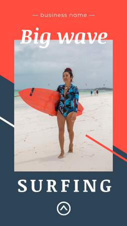 Designvorlage Frau beim Surfen für Instagram Story