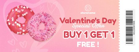 Promotion for Sweet Donuts for Valentine's Day In Pink Coupon Design Template