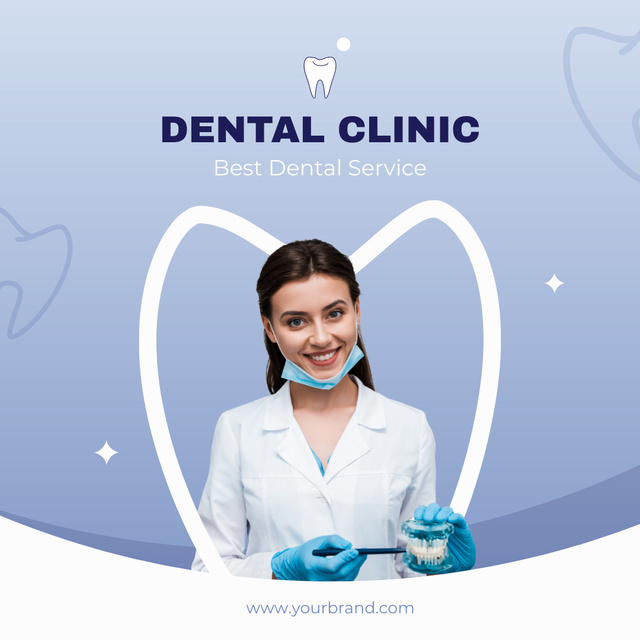 Dental Care Services with Friendly Dentist Instagramデザインテンプレート