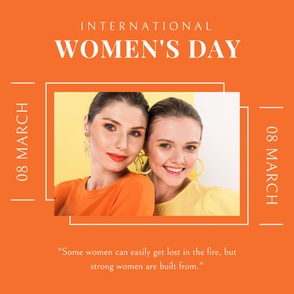 International Women's Day Celebration with Beautiful Young Women Instagramデザインテンプレート