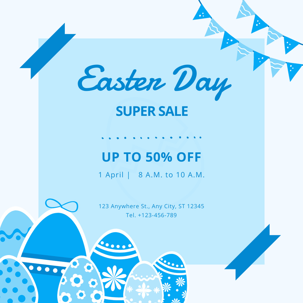 Easter Day Special Offer with Traditional Dyed Eggs Instagram Design Template
