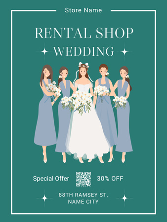 Wedding Dress Rent Shop Ad Poster US Design Template