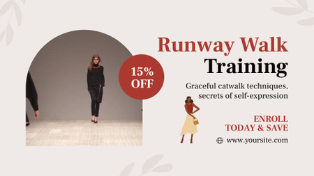 Designvorlage Professionelles Runway Walk-Training mit Rabatten für Models für Full HD video