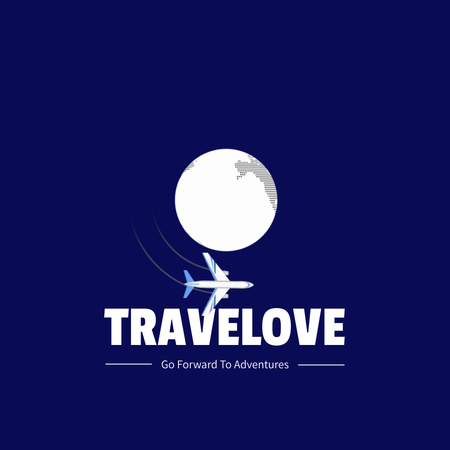 Ontwerpsjabloon van Animated Logo van Travel by Plane Offer on Blue