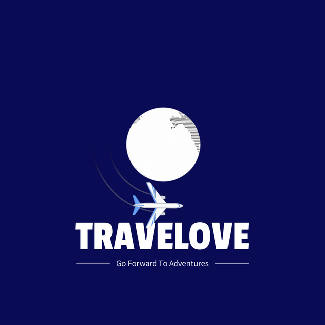 Travel by Plane Offer on Blue Animated Logo tervezősablon