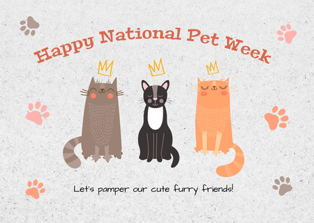 Happy National Pet Week with Cats Card Design Template