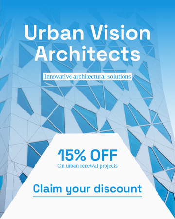 Template di design Servizi di Architettura con Visione Urbana e Offerta di Sconti Instagram Post Vertical