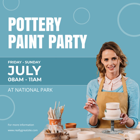 Pottery Paint Party -ilmoitus kesällä Instagram Design Template